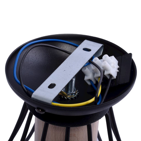 Lampa sufitowa żyrandol WILL 1x E27 LOFT Czarna Metal + drewno Milagro