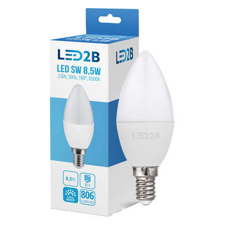 Żarówka LED E14 Kulka 9W 806lm 6500K Zimna 180° LED2B Kobi