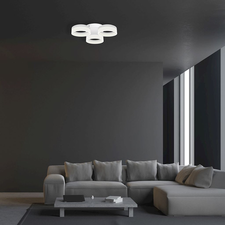 Lampa sufitowa RING trzy okręgi białe 36W LED IP20 Metal i akryl styl nowoczesny Milagro