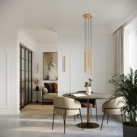 Lampa Sufitowa Wisząca Zwis 2x G9 Tuba Żyrandol Tubularna Złota Nowoczesna Pastelo Sollux