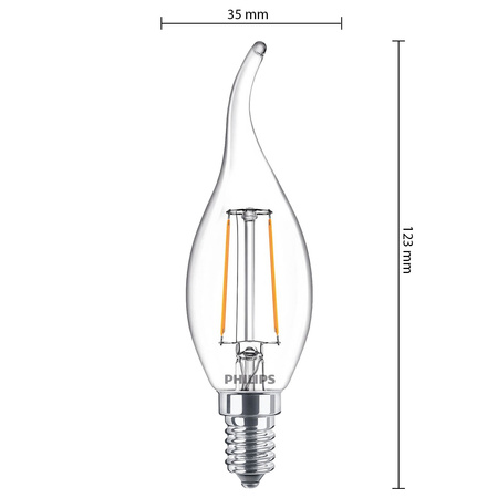Żarówka LED E14 BA35 2W = 25W 250lm 2700K Ciepła Filament PHILIPS