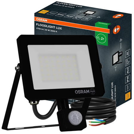 Naświetlacz LED Halogen Zewnętrzny Reflektor 30W 3000K 2700lm IP65 z Czujnikiem Ruchu i Światła FLOODLIGHT LUX SENSOR OSRAM