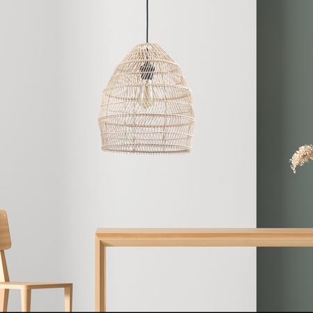 Lampa Sufitowa Wisząca Zwis E27 Beżowy Czarna Sakura Sanico Goldlux