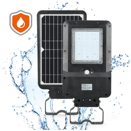 Lampa Uliczna Solarna LED Przemysłowa Oprawa Drogowa 15W 1600lm 4000K Neutralna z Czujnikiem Ruchu i Zmierzchu IP65 Czarna Street Kobi