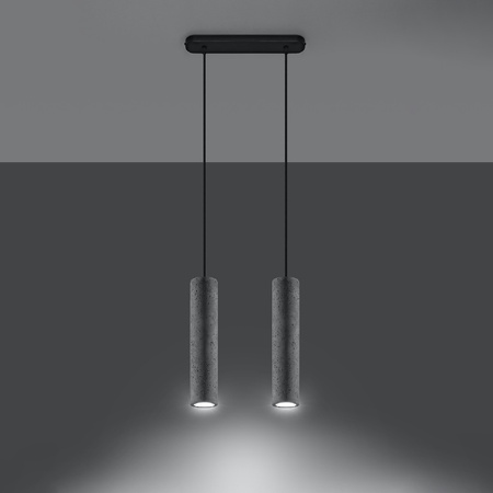 Lampa Sufitowa Wisząca Zwis 2x GU10 Tubularna Szara Industrialna Luvo Sollux