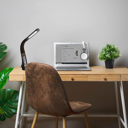 Lampka biurkowa LED GALA 6W Brązowa z wyświetlaczem IP20 Tworzywo sztuczne Milagro