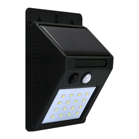 Naświetlacz Solarny 2.2W 270lm 6400K Zimna 120° Czarna IP44 z Czujnikiem Zmierzchu Sanico Goldlux