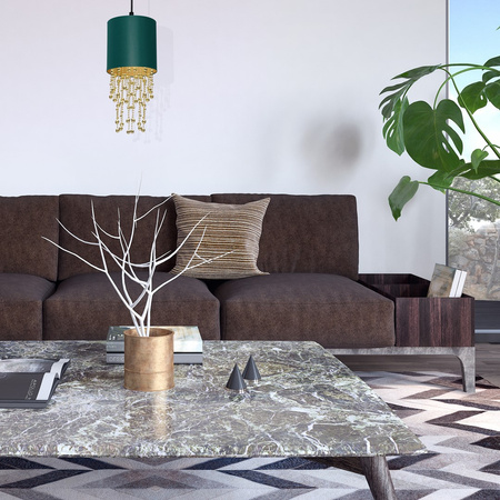 Lampa wisząca ALMERIA 1xE27 Elegancka Sznury Korali Zielona MLP6449 Milagro Metal + Tworzywo sztuczne+ Tkanina