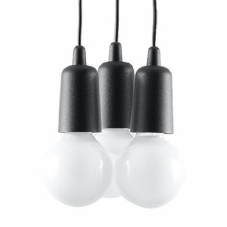 Lampa Sufitowa Wisząca Zwis 3x E27 Nieregularna Czarna Nowoczesna Diego Sollux