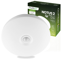 Plafon LED Lampa Sufitowa Natynkowa 12W NOTUS 2 Okrągły Czujnik Ruchu IP44 25 cm LUMILED