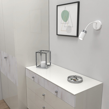 Lampa Ścienna Kinkiet flex JOKER Biała Chrom 1xGU10 Milagro