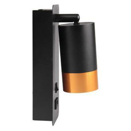 Lampa Ścienna Reflektor Kinkiet Spot do Czytania GU10 Czarny Złoty Klemens Masterled