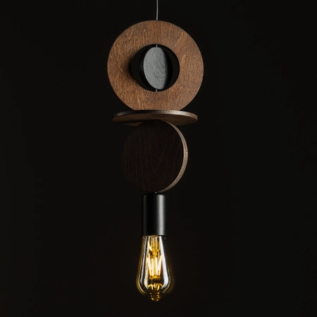 Lampa Sufitowa Wisząca E27 Czarna Drewno Skandynawska DROPS WOOD C 11175 Nowodvorski