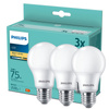 3PAK Żarówka LED E27 A60 10W = 75W 1055lm 2700K Ciepła PHILIPS
