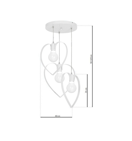 Lampa Wisząca Sufitowa AMORE Biała 3xE27 Milagro