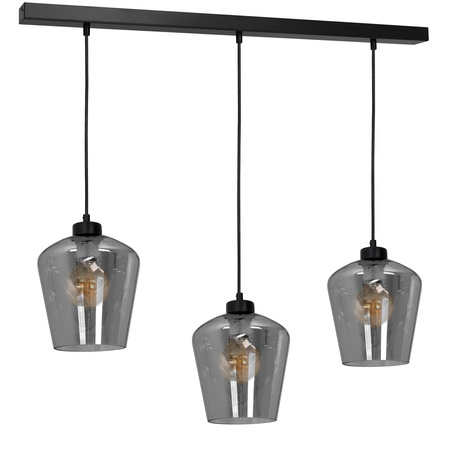 Lampa wisząca SANTIAGO 3xE27 Klosz Przydymione Szkło MLP6609 Metal + Szkło