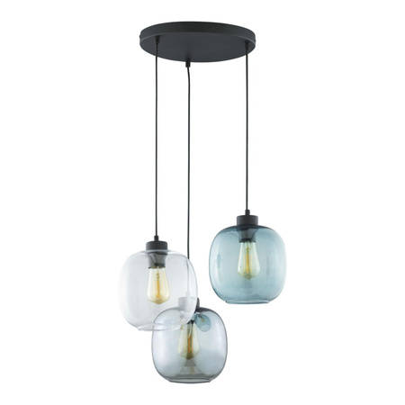 Lampa Sufitowa Wisząca ELIO Żyrandol Czarno-Niebieska Szklana Nowoczesna 3xE27 3184 TK Lighting