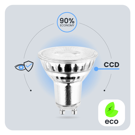 Zestaw 10x Żarówka LED GU10 6W = 50W 580lm 4000K Neutralna 38° Szklana LUMILED