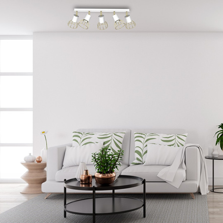 Lampa Sufitowa DANTE Biała Złota 5x mini GU10 Milagro