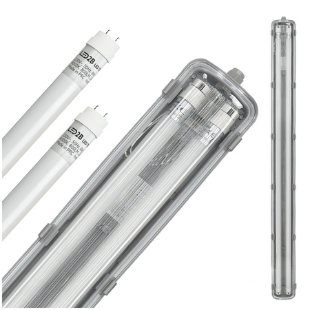 Zestaw Lampa Oprawa Hermetyczna Przemysłowa 2x120cm + Świetlówka LED T8 18W 4000K Neutralna IP65 Kobi