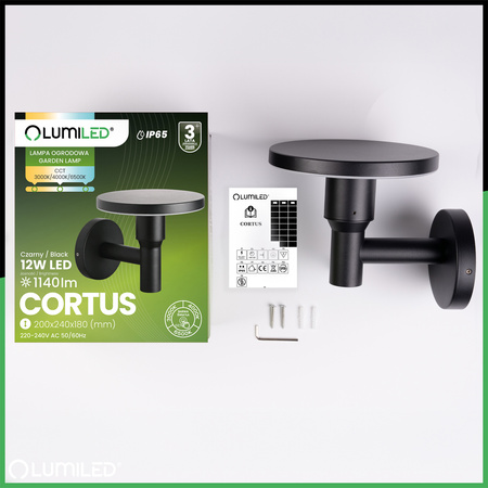 Lampa Ogrodowa Zewnętrzna Kinkiet Elewacyjny CCT LED 12W 3000-6500K IP65 CORTUS LUMILED