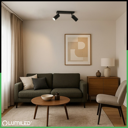 Lampa Sufitowa Plafon SPOT TUBA Reflektor Oprawa Halogenowa Skośna 2x GU10 TABULA LUMILED