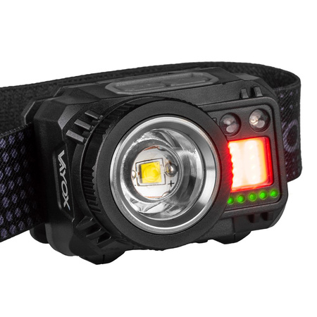 Latarka Czołowa LED XPG3 + COB Zoom Hybrydowe Zasilanie Sensor Ruchu VA0098 Vayox