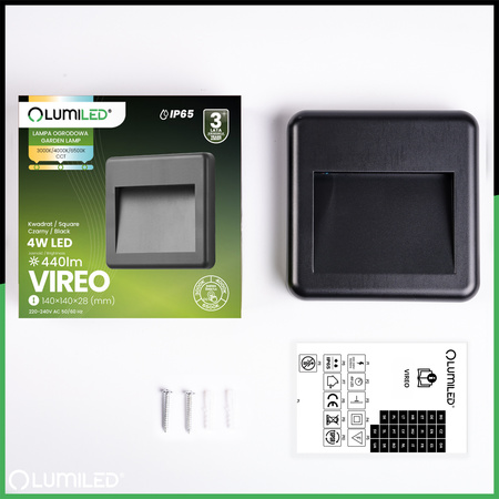 Lampa Ogrodowa Zewnętrzna Schodowa Kinkiet Elewacyjny CCT 3000-6500K LED 4W IP65 VIREO LUMILED