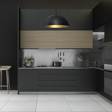 Lampa Wisząca Sufitowa BETA Czarna Złota 1xE27 45cm Milagro