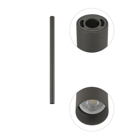 Oprawa Natynkowa Sufitowa GU10 SPOT TUBA Szara FOURTY M 10887 Nowodvorski