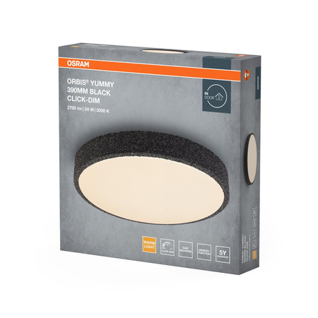 Plafon LED Lampa Sufitowa Natynkowa 24W 1450lm 3000K Ciepła 120° Czarna Ściemnialna Orbis Yummy Osram