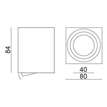 Oprawa Natynkowa HALOGENOWA Ruchoma GU10 Kwadratowa Czarna 84mm