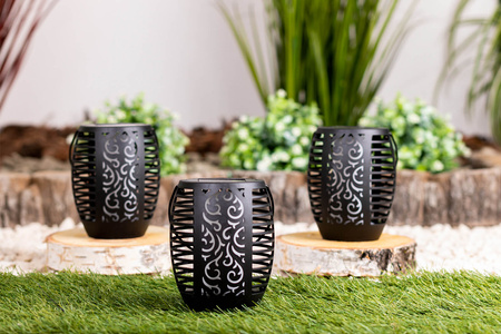 Lampa Solarna Ogrodowa LED Wisząca LATARENKA Płomień IP44 1700K Czujnik Zmierzchu