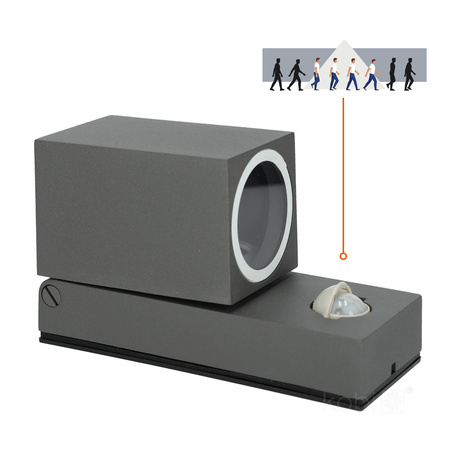 Lampa Ogrodowa Kinkiet Elewacyjny Zewnętrzny GU10 z Czujnikiem Ruchu IP44 Szara Quazar Kobi