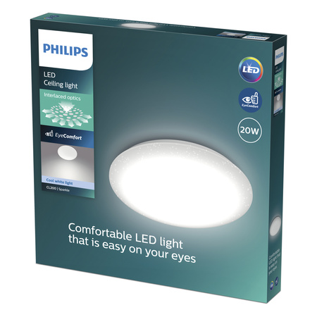 Lampa Sufitowa Plafon LED 20W 2300lm 4000K Neutralna Efekt Gwiazd Moire CL200 Philips