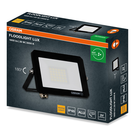 Naświetlacz LED Halogen Zewnętrzny Reflektor 20W 3000K 1800lm IP65 FLOODLIGHT LUX OSRAM