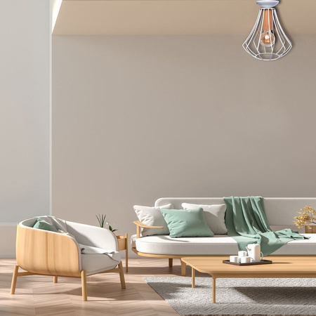 Lampa sufitowa żyrandol WILL 1x E27 LOFT Biała Metal + drewno Milagro