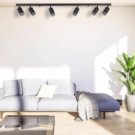 Oprawa Ścienno-Sufitowa Reflektor Punktowy 6x GU10 Czarna PARIS Sanico Goldlux