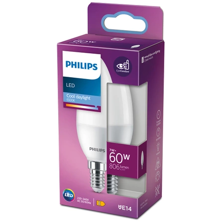 Żarówka LED Świeczka E14 B38 7W = 60W 806lm 6500K Zimna PHILIPS
