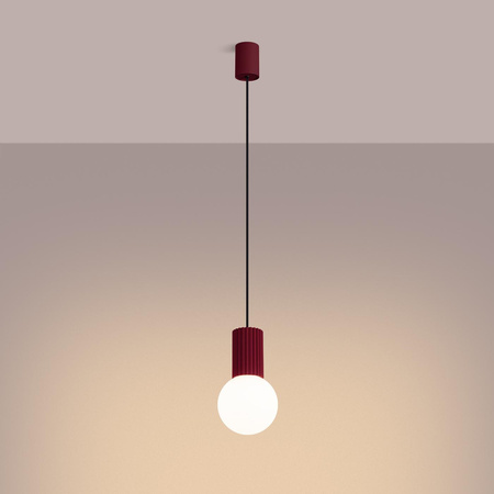 Lampa Wisząca Zwis G9 Okrągła Bordowa Nowoczesna Matowa Halo Sollux