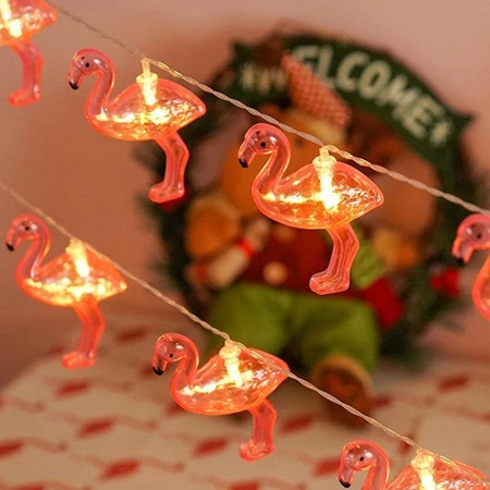 Girlanda Solarna Ogrodowa Ozdobna Łańcuch Świetlny Flamingi 10 LED Zimna