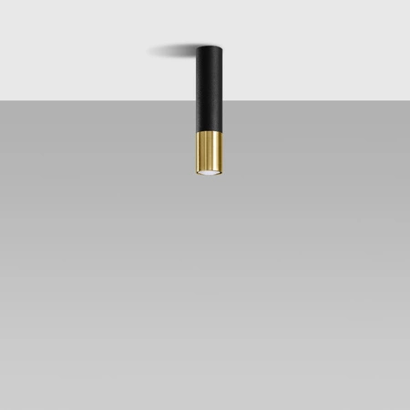 Lampa Sufitowa Oprawa Natynkowa SPOT TUBA GU10 Tubularna Czarna Złota Nowoczesna Loopez Sollux