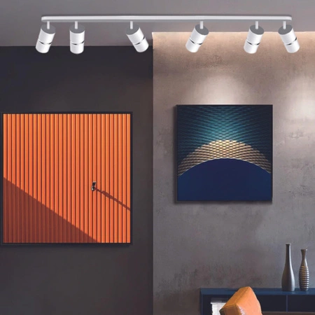 Oprawa Ścienno-Sufitowa Reflektor Punktowy 6x GU10 Biała Srebrna BAMBOO Sanico Goldlux