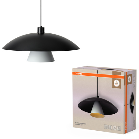 Lampa Sufitowa Wisząca Dekoracyjna E27 Czarna Biała Decor Flying Mushroom Pendant Osram