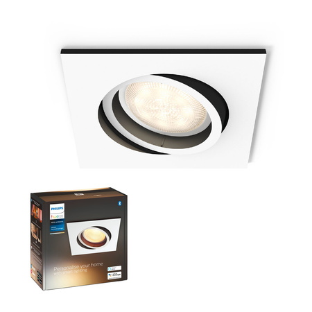 Oprawa Podtynkowa Wpuszczana LED Milliskin 5W CCT Kwadratowa Ruchoma Biała PHILIPS HUE Bluetooth