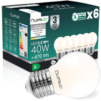6x Żarówka LED E27 Kulka P45 2,2W 470lm = 40W 4000K Neutrana 360° Filament KLASA A LUMILED