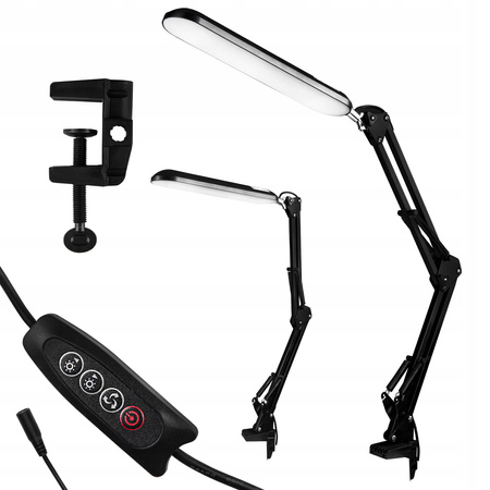 Lampka Biurkowa Stołowa Regulowana LED 7W 560lm 3000-4000-6000K CCT Szkolna Nocna Ściemnialna Włącznik On/Off Czarna Aleda Masterled