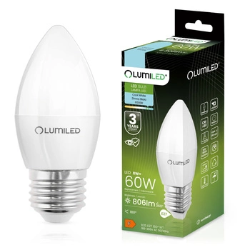 Żarówka LED E27 B35 8W = 60W 806lm 6500K Zimna 180° LUMILED