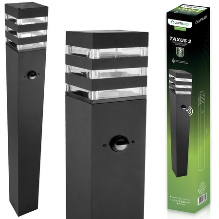 Lampa Ogrodowa Słupek Zewnętrzny Stojący E27 LED Czujnik Ruchu TAXUS 2 80cm LUMILED