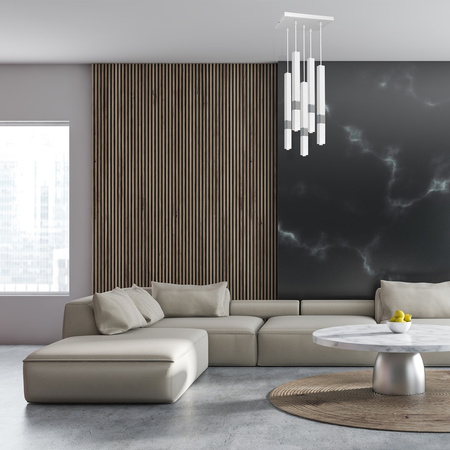 Lampa wisząca CASTRO 5xG9 Minimalistyczna Biała Chrom MLP6561 Milagro Metal